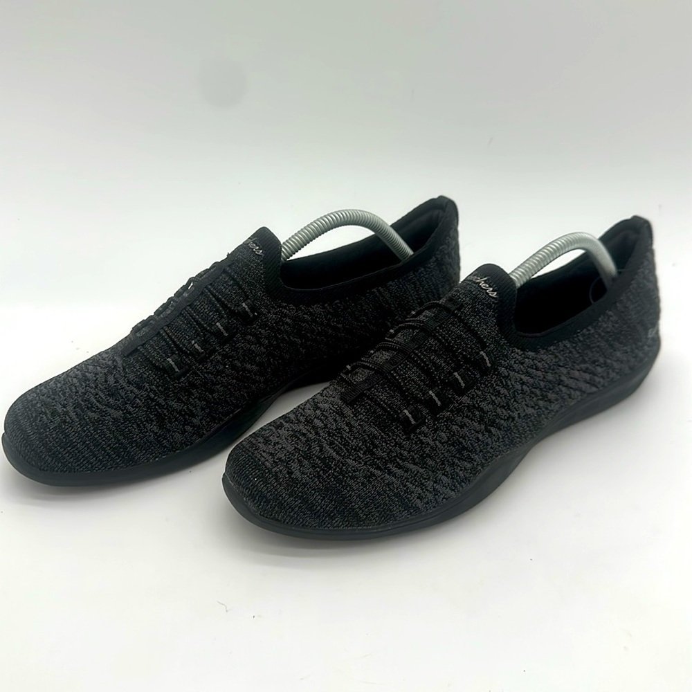 Skechers Women's Black Knit Slip-On Sneakers - Picture 5 of 12